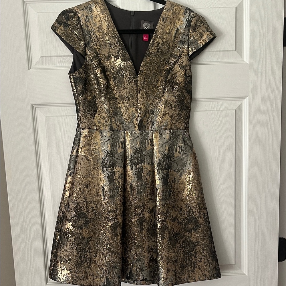 Vince Camuto Metallic Gold and Black Mini Dress